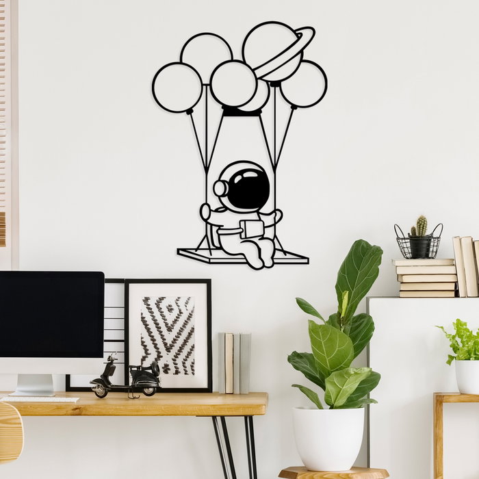 Wallity Astronaut 1 Escultura de pared de metal negra Wallity Astronaut 1 Escultura de pared de metal negra